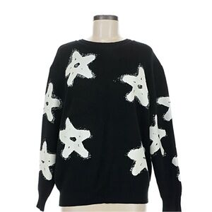 Chic Black Sweater with Silver Star Details